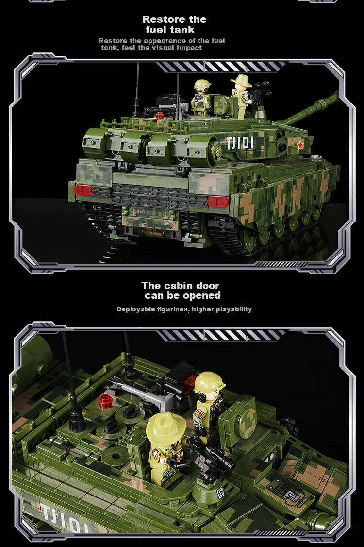 Конструктор LEAIXIANG Детский игрушечный военный танк 99A, совместимый с LEGO, набор для сборки для мальчиков от 6-12 лет, подарок на Новый год