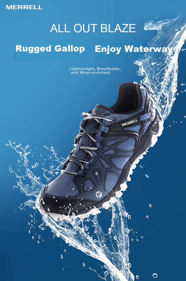 Мужские кроссовки Merrell OUT BLAZE Breathable Stream-Tracking Non-Slip Casual Shoes, Черные, Размер 42