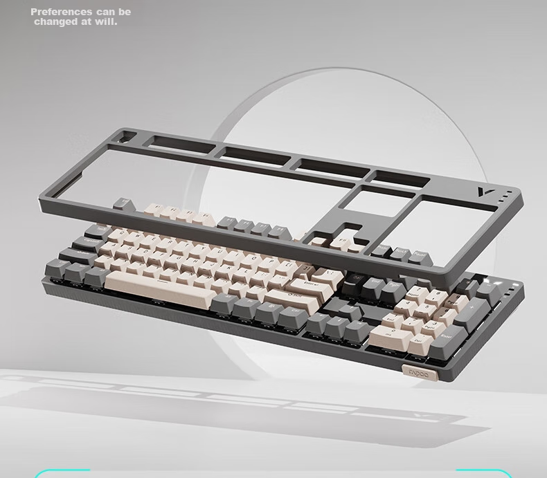Механическая клавиатура Rapoo V500PRO White And Blue, 104 клавиши, проводная, с подсветкой, PBT двухцветные колпачки, красные переключатели