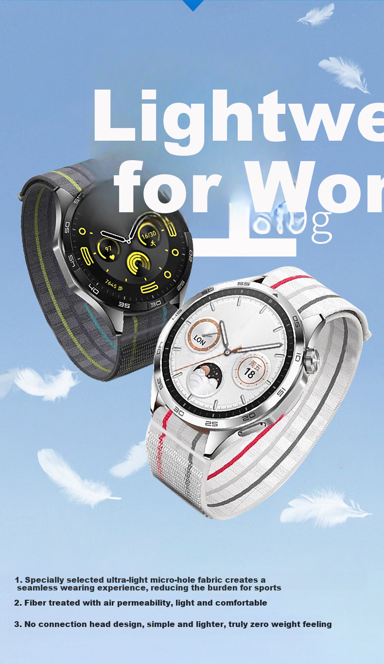 Спортивный ремешок JINGZ для Huawei Watch GT6/GT6pro, совместимый с GT5/4/3pro, нейлоновый, водонепроницаемый, спортивный, дышащий, петля для мужчин и женщин, 46/48
