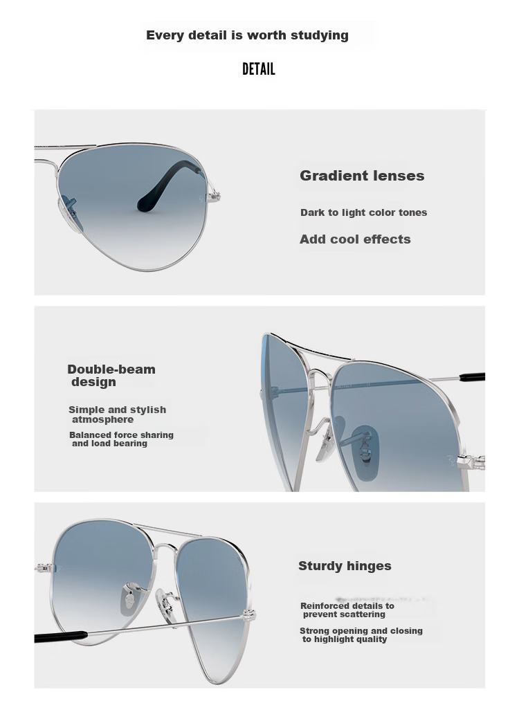 Солнцезащитные очки RayBan Авиатор, унисекс, серебристая оправа, затемненные линзы