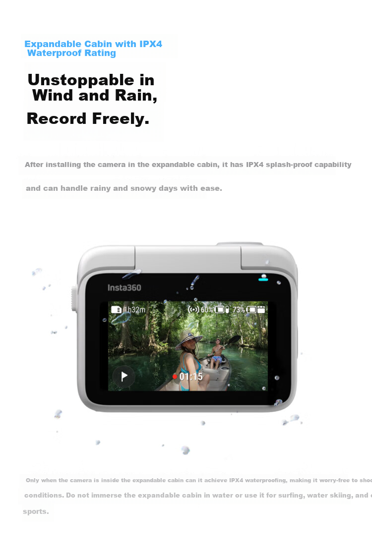 Экшн-камера Insta360 GO 3S 4K, водонепроницаемая, с функцией стабилизации, для велоспорта и влогов, 128 ГБ, белый
