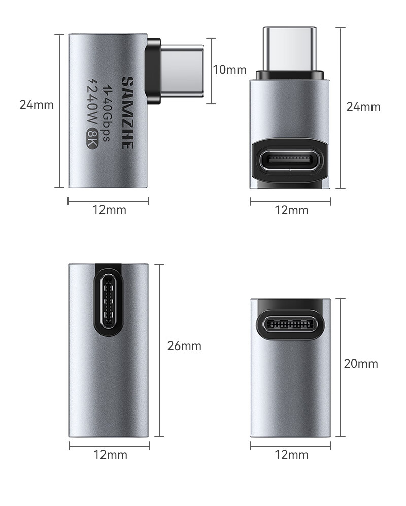 Переходник Type-C Thunderbolt 4 L-образный