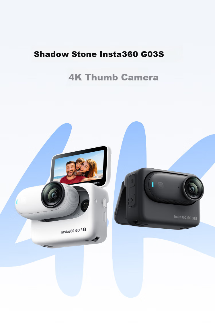 Экшн-камера Insta360 GO 3S 4K, водонепроницаемая, с функцией стабилизации, для велоспорта и влогов, 128 ГБ, белый