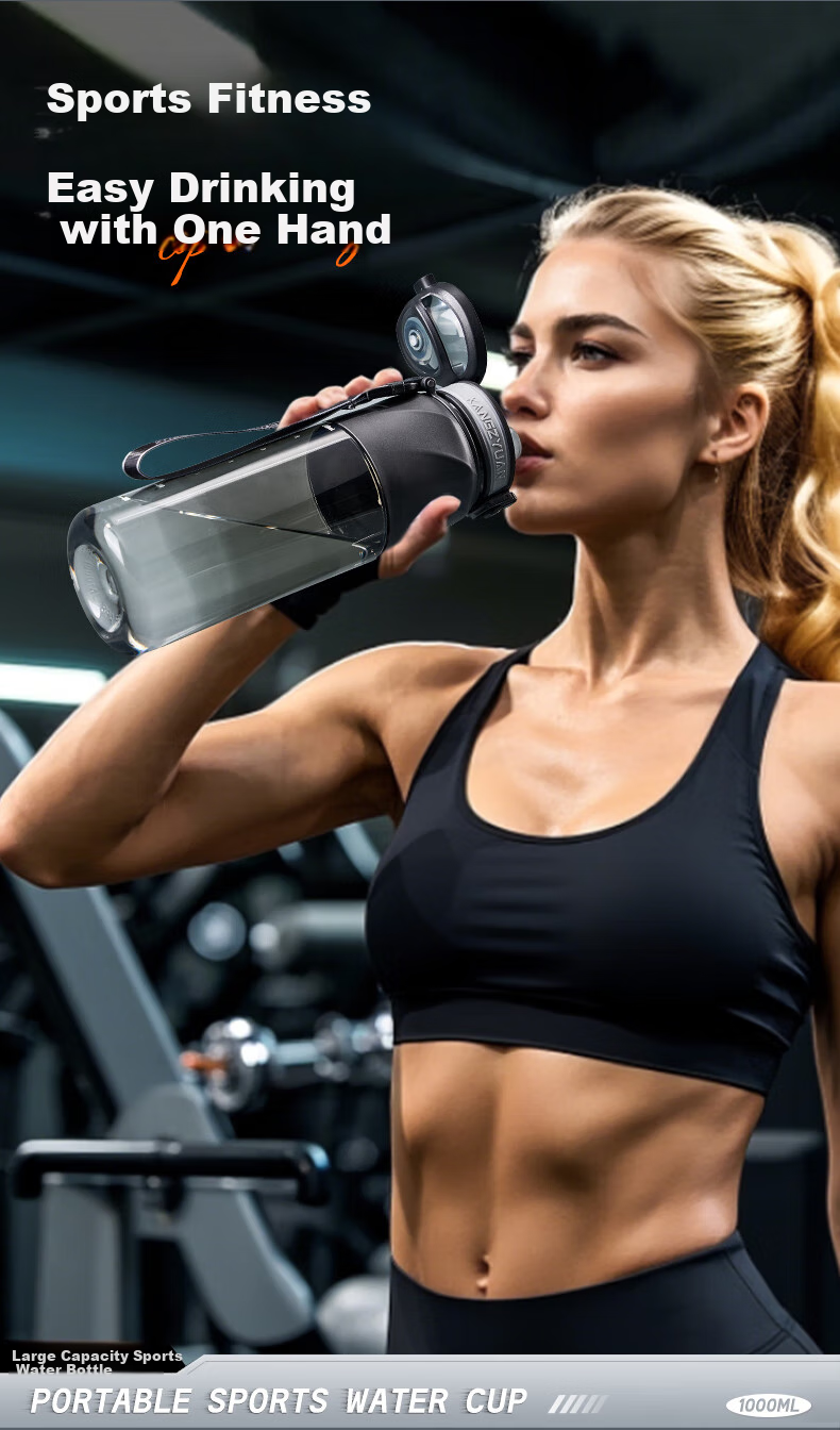 Спортивная бутылка для воды Cica, большая емкость, пластик Tritan, термостойкая, для мужчин, студентов, школьников и военных тренировок, 700 мл, черный