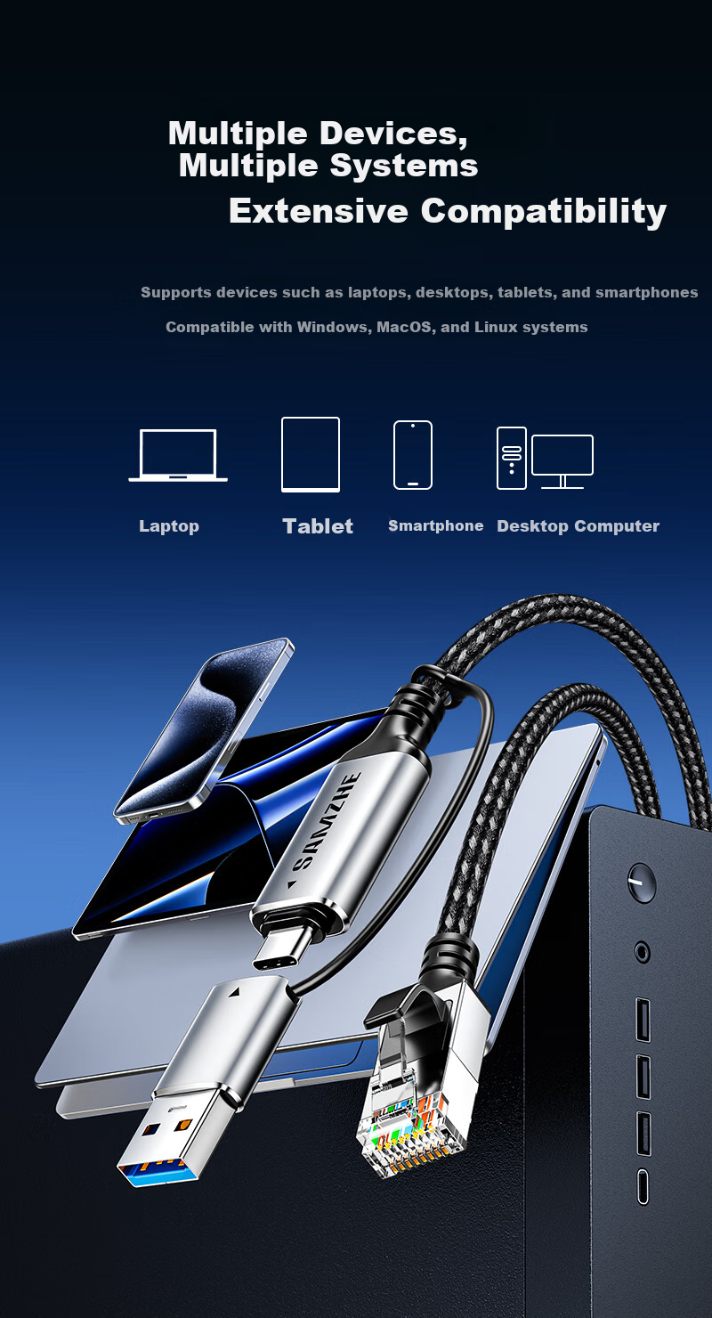 Кабель USB/Type-C к Ethernet
