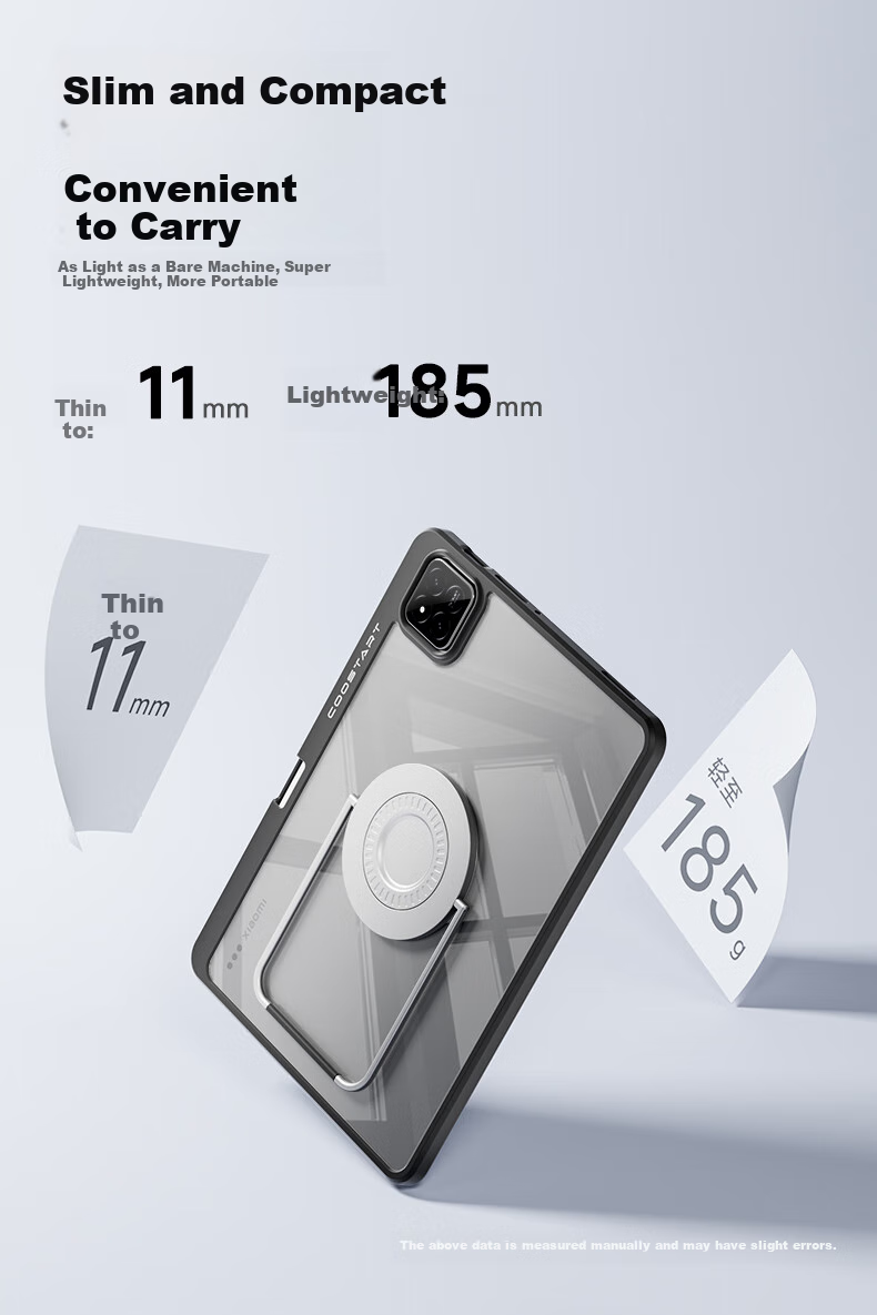 Защитный чехол COOLSTART для Xiaomi Pad 7/7 Pro, 11.2 дюйма, с вращающейся подставкой, держателем для стилуса, черная
