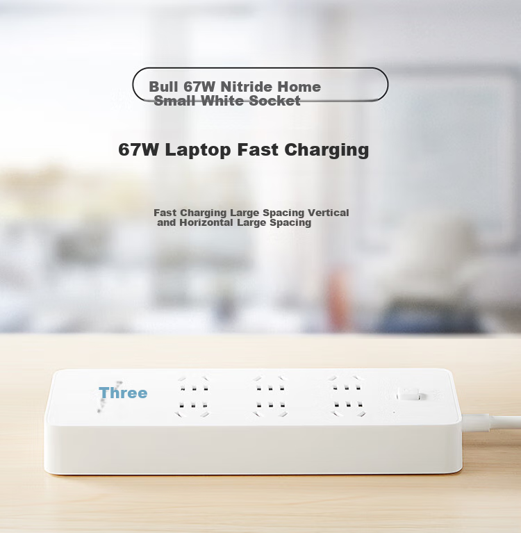 Удлинитель-пилот BULL GNV-U1676 с 6 розетками, 2 портами USB-C и 2 портами USB-A, 67 Вт, 1.8 м, белый