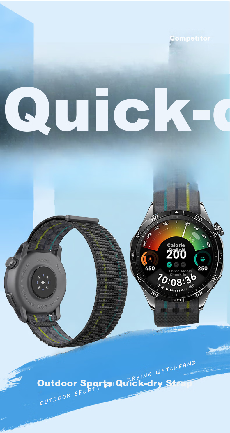 Спортивный ремешок JINGZ для Huawei Watch GT6/GT6pro, совместимый с GT5/4/3pro, нейлоновый, водонепроницаемый, спортивный, дышащий, петля для мужчин и женщин, 46/48