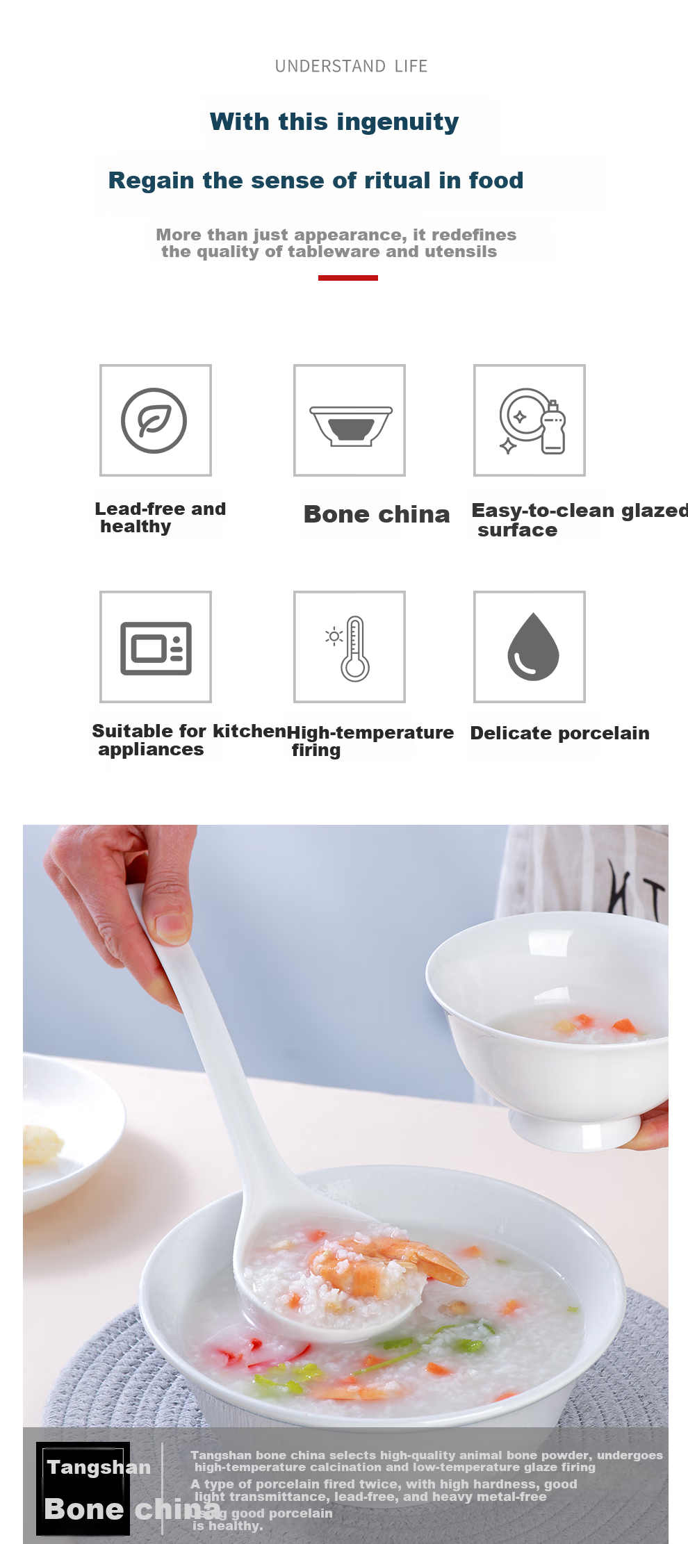 Ложка для супа Sky Top, большая, из костяного фарфора, для дома и отеля, белая, 1 шт.