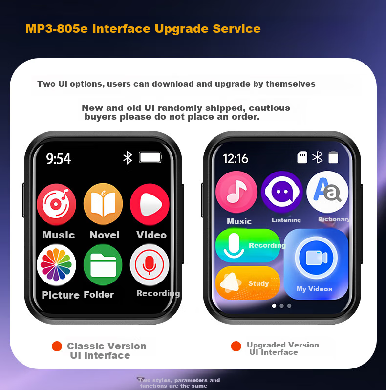 MP3/MP4 плеер Aigo 805e, 2-дюймовый сенсорный экран, Bluetooth 5.4, HIFI звук, 8 ГБ, черный