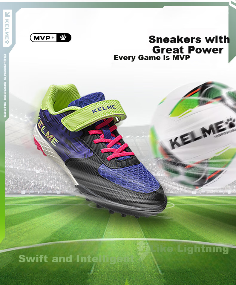Детские бутсы KELME для футбола, размер 37, металлический серебристо-черный