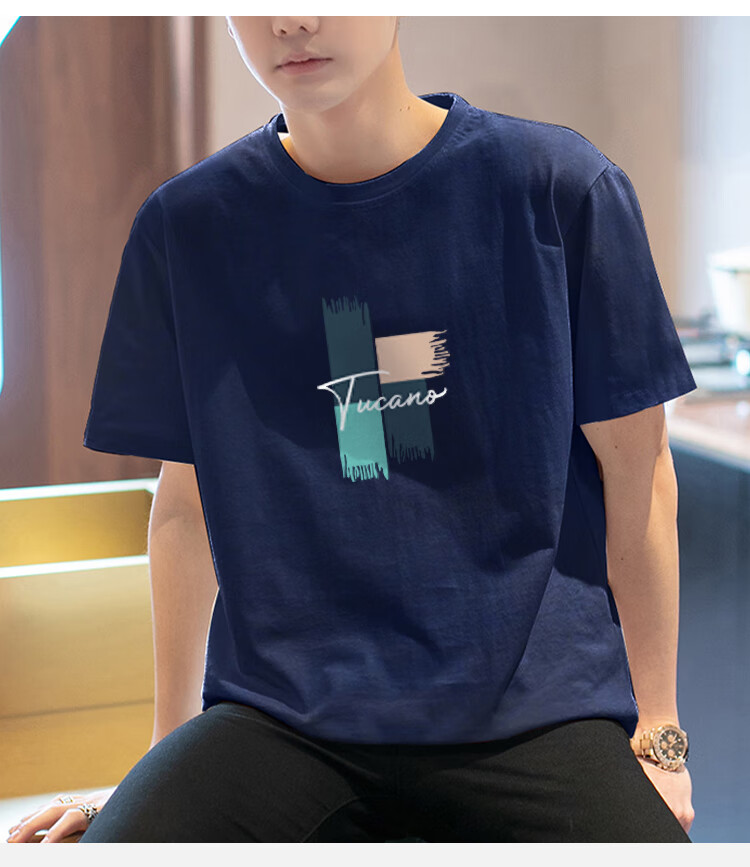 TUCANO Мужская футболка с коротким рукавом, летняя, из чистого хлопка, с трендовым принтом, свободная, с круглым вырезом, повседневная, универсальная