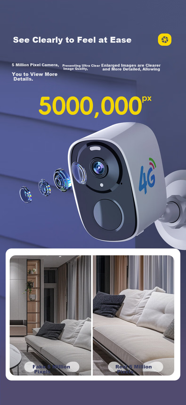 4G камера Boorgeel с пожизненным бесплатным интернетом, для дома, беспроводная, с аккумулятором, магнитным креплением, без сверления, удаленный мониторинг с ночным видением и двусторонней связью