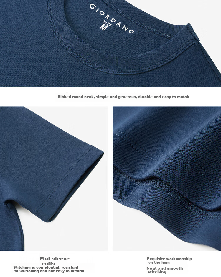 Женская футболка Giordano с коротким рукавом, 100% хлопок, дышащая, с круглым вырезом, размер XL, цвет "67 Выборочный красивый синий"