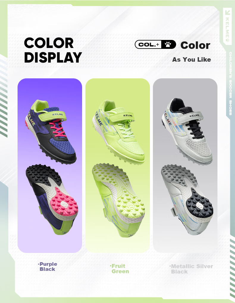 Детские бутсы KELME для футбола, размер 37, металлический серебристо-черный
