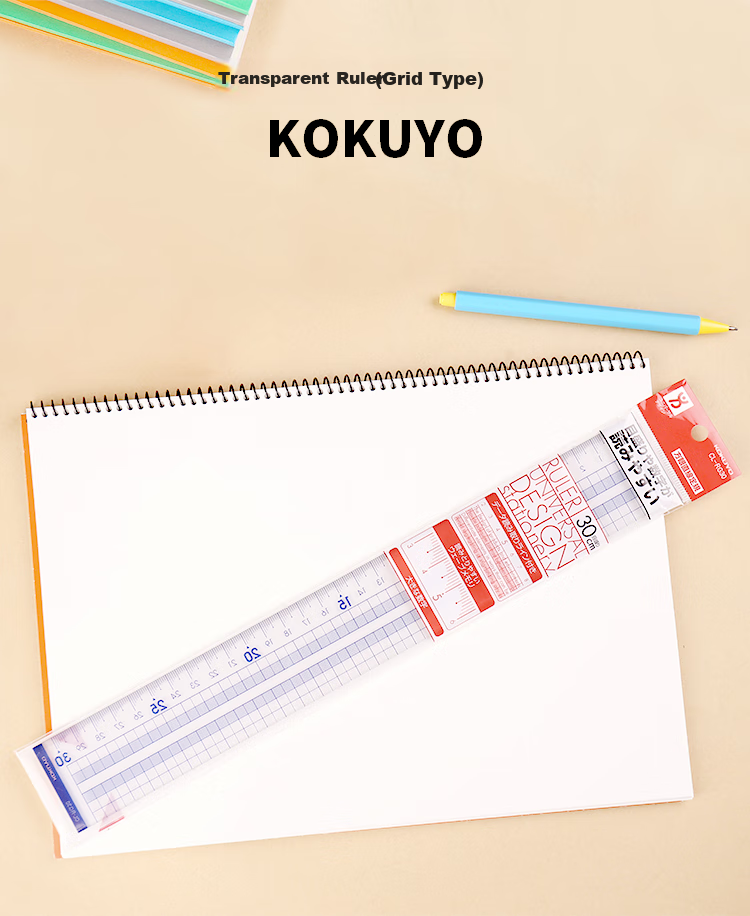 Линейка KOKUYO CL-RG30 30см, прозрачная, синяя, акриловая, для черчения и измерений