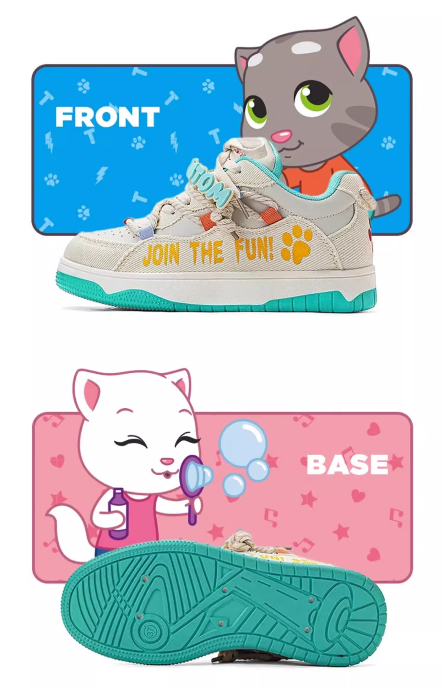 Кроссовки TalkingTom Canvas Shoes для мужчин и женщин, утепленные, универсальные, повседневные, трендовые, бежевые и черные, размер 40