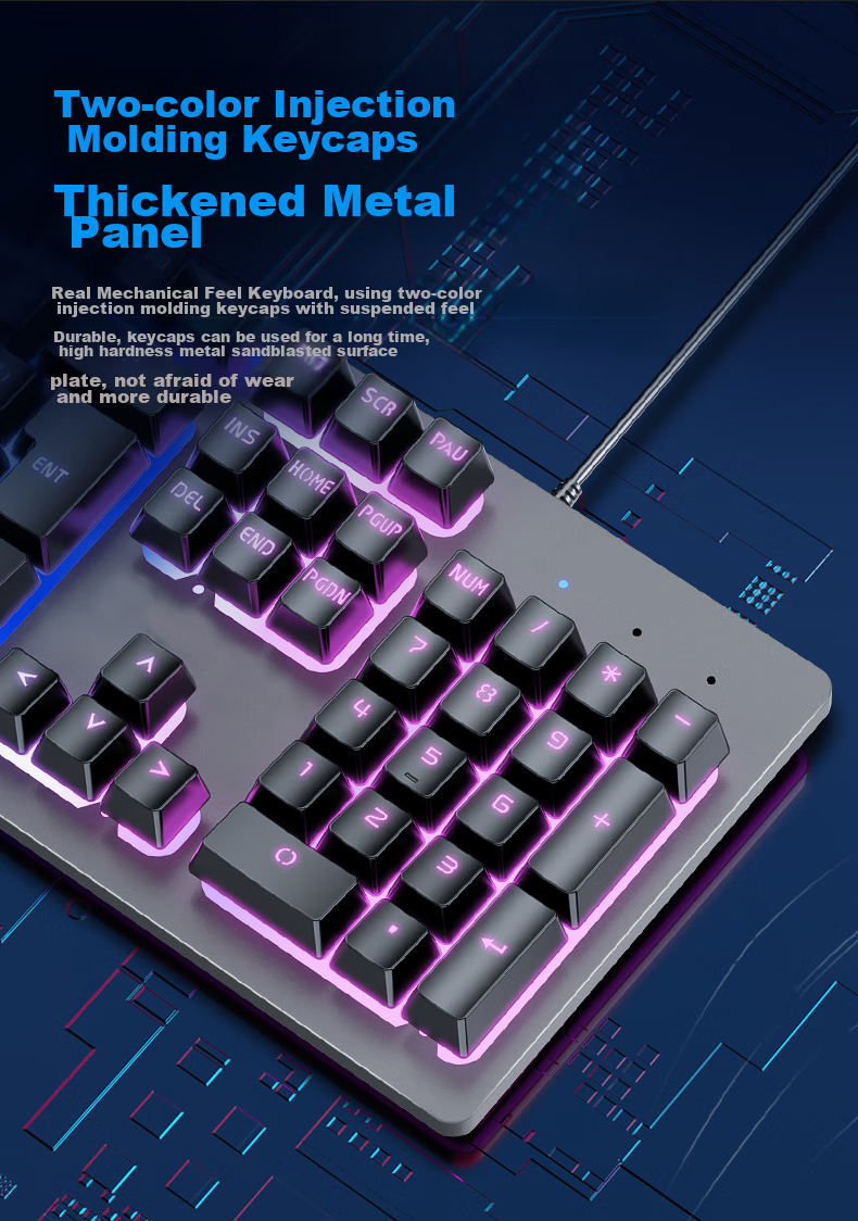 Механическая клавиатура EWEADN GX300 с подсветкой и игровой мышью, проводной набор для геймеров и офиса