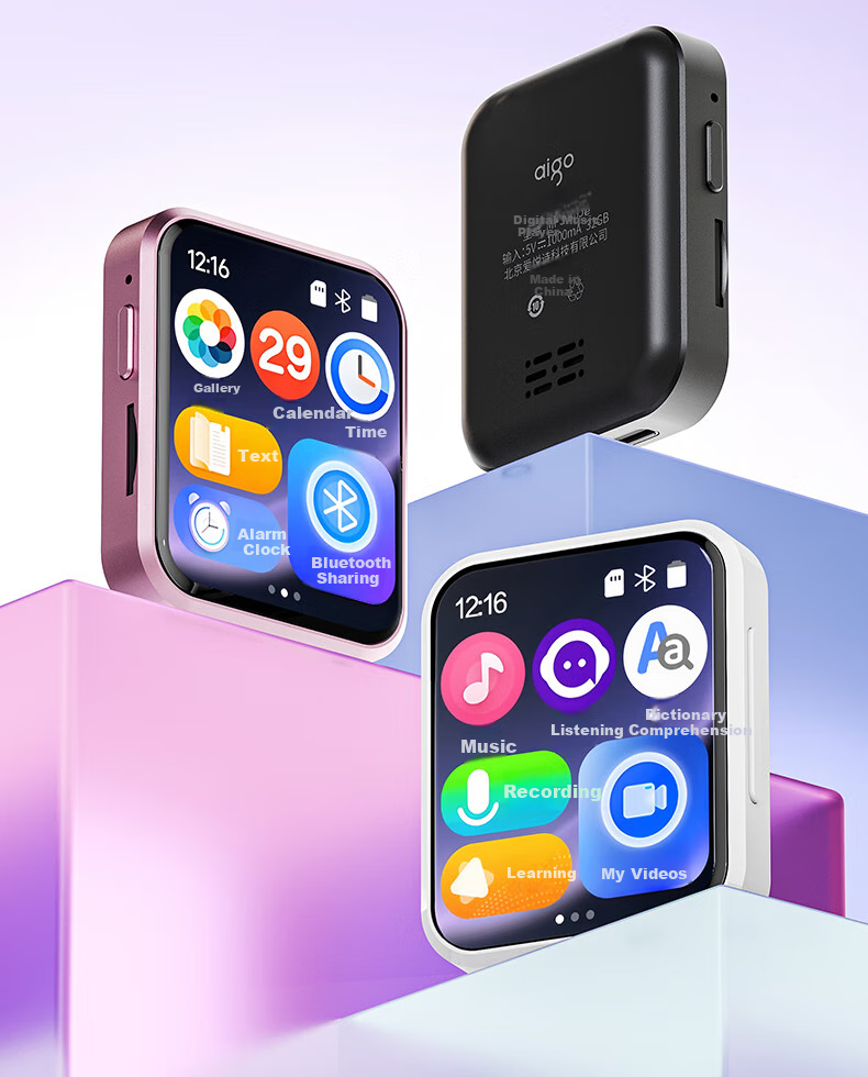 MP3/MP4 плеер Aigo 805e, 2-дюймовый сенсорный экран, Bluetooth 5.4, HIFI звук, 8 ГБ, черный