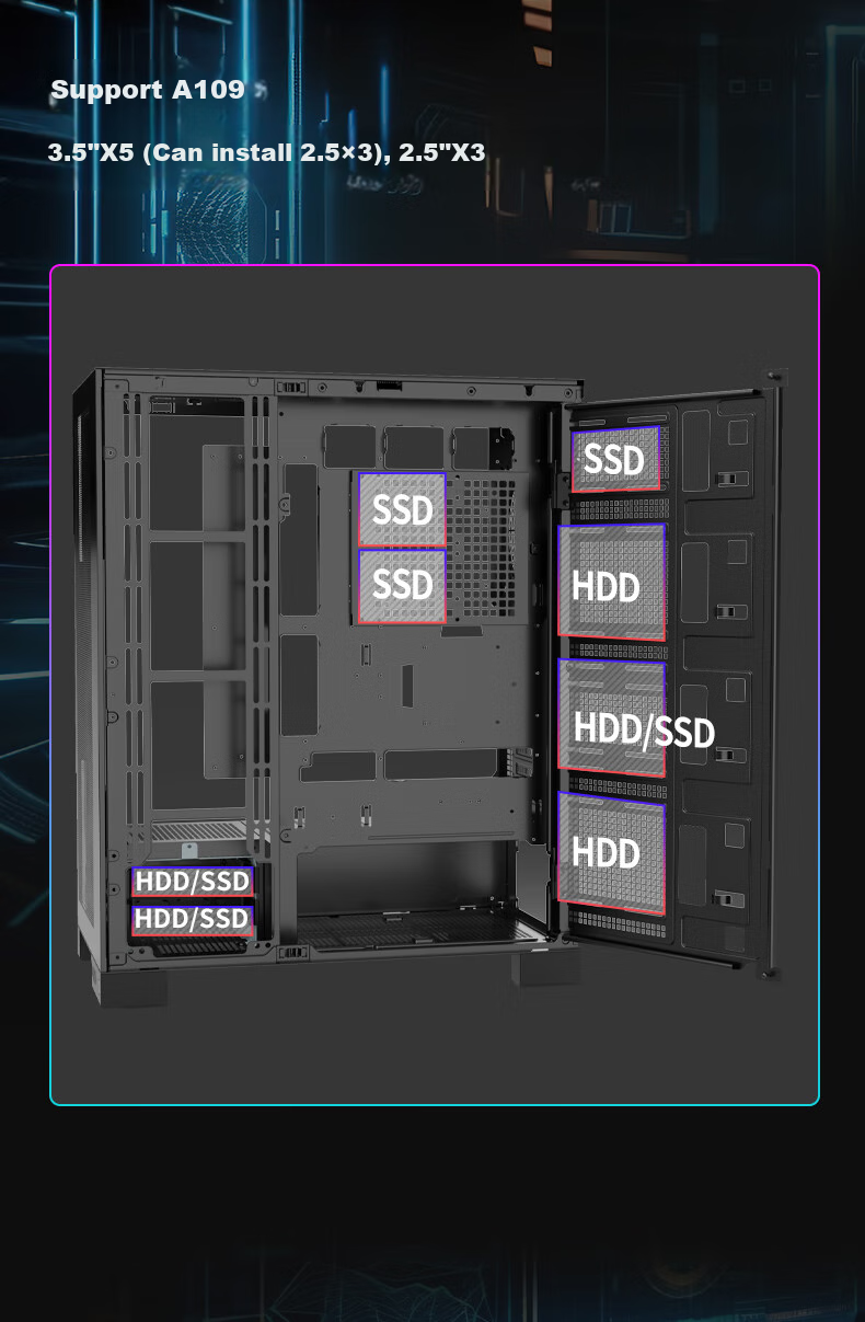 Корпус для ПК Great Wall Black Box 09 AI Case, Full Tower, Черный
