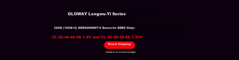 Оперативная память Gloway DDR5 32GB (2x16GB) 6000MHz CL36 Longwu-Yue