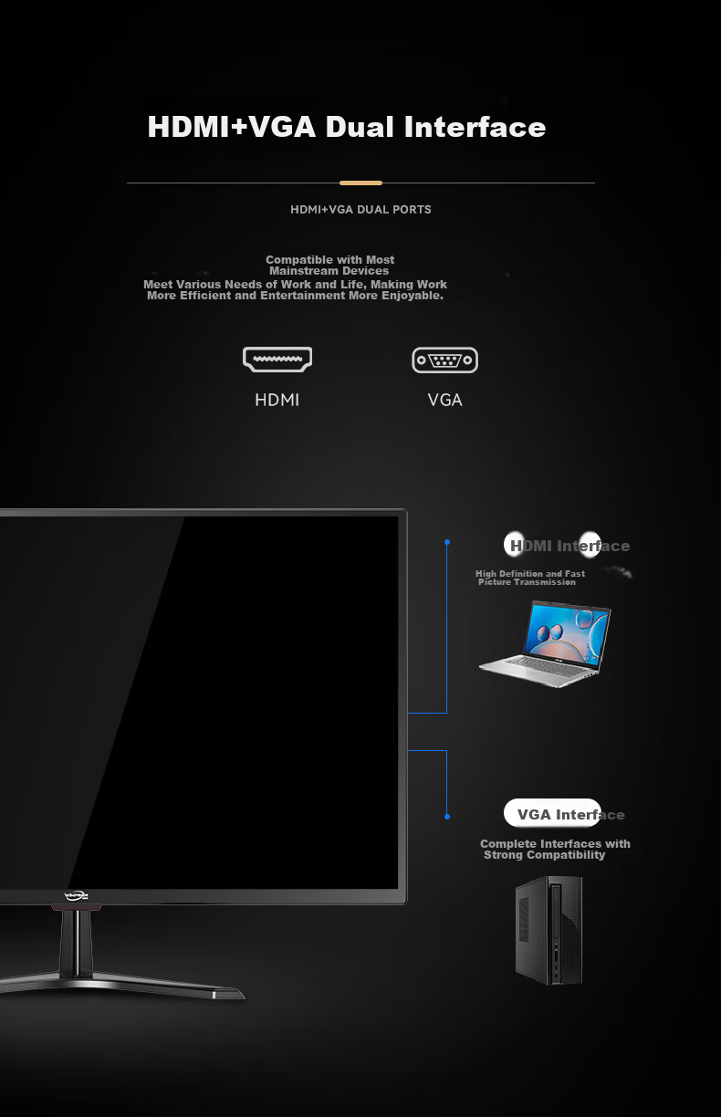 Монитор WINPSEN WPS-F19EX, 19 дюймов, 1440x900, VA, 2500:1, 5 мс, HDMI, VGA