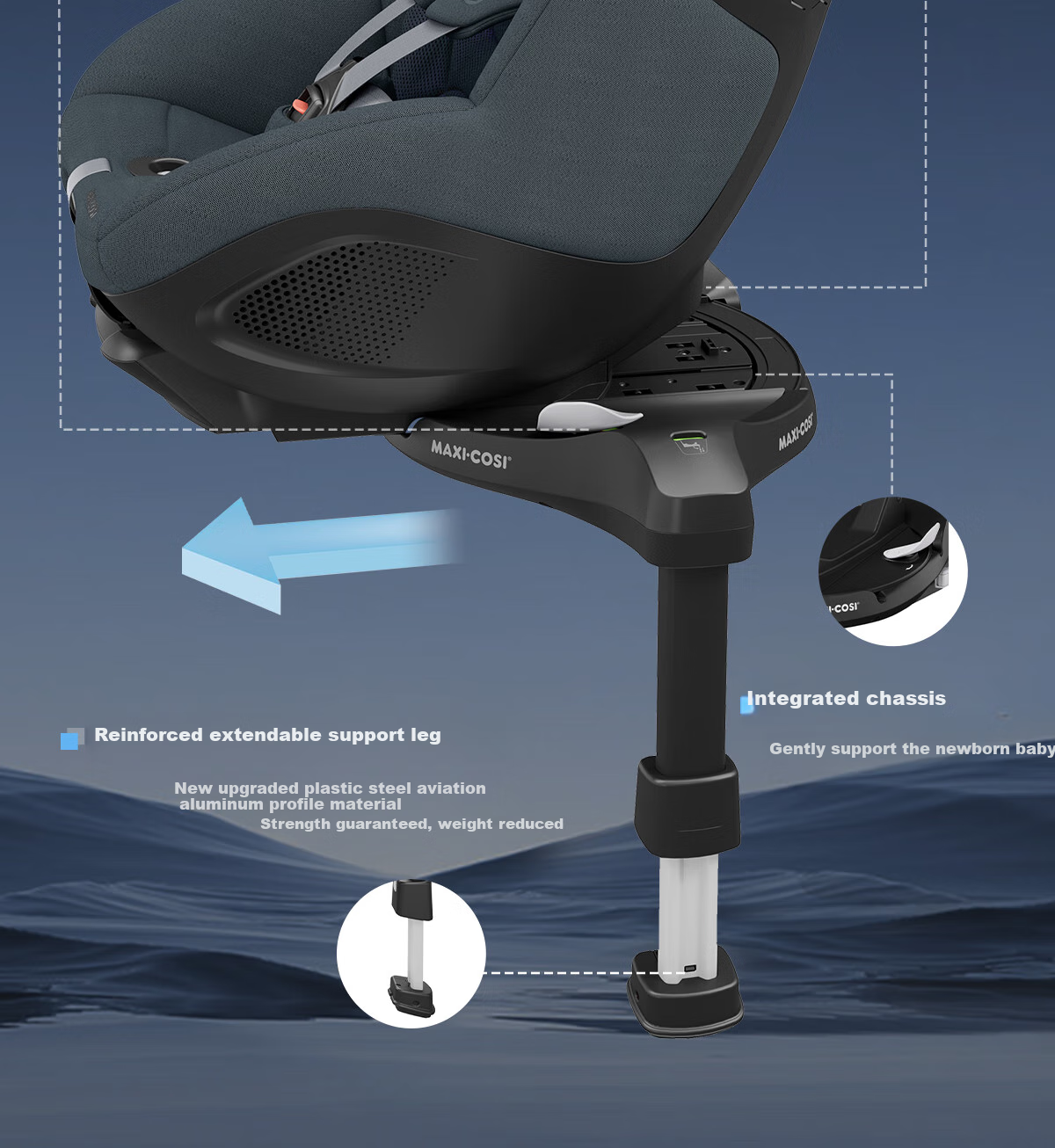 Автокресло Maxi-Cosi Mica360Pro для детей от 0 до 4 лет, сертифицированное i-Size, одобренное ADAC, с вращением на 360 градусов, цвет графитовый серый