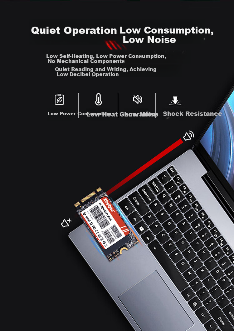 KingSpec 1TB SSD M.2 SATA NGFF 2242, скорость чтения 550 МБ/с, совместим с настольными ПК и ноутбуками