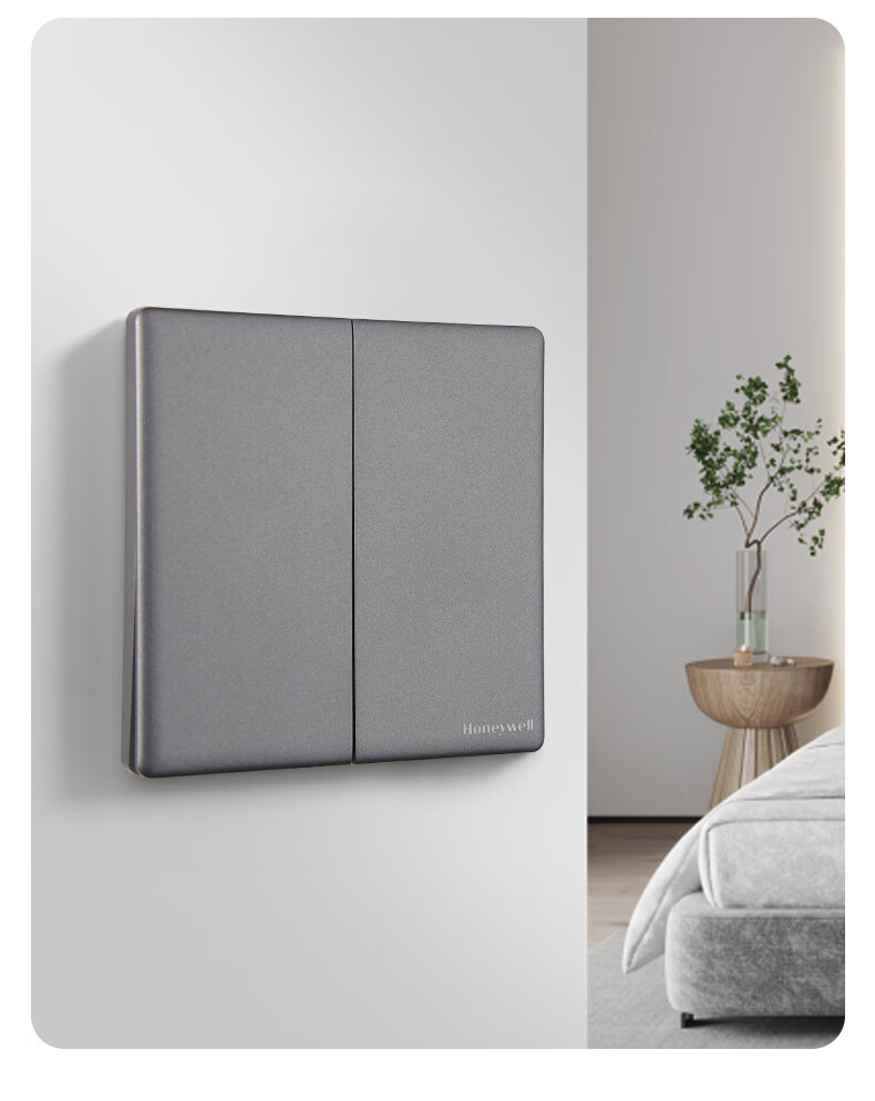 Honeywell Переключатель с розеткой, пятигнездовая розетка с выключателем, одинарное управление, сверхтонкая настенная розетка типа 86, матовый черный