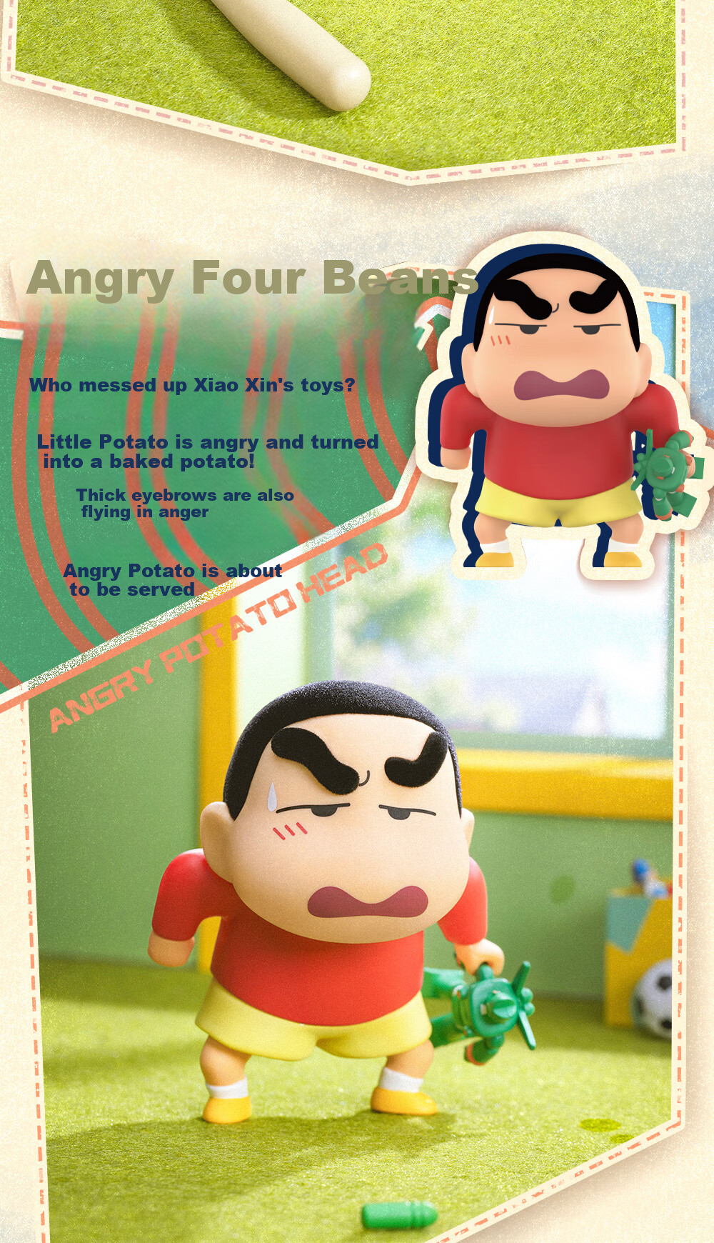Коллекционная игрушка-сюрприз 52TOYS "Ранние Древние Картофелины" из серии "Crayon Shin-Chan", случайная фигурка, модный подарок