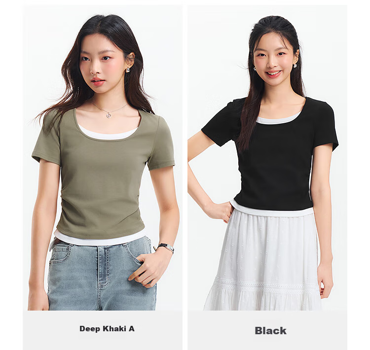 Женская футболка Semir с коротким рукавом, укороченная, универсальная, летняя, 2025, с U-образным вырезом, арт. 109325100015