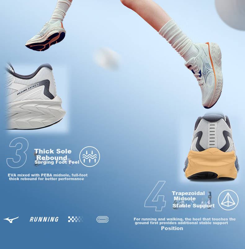 Мужские кроссовки MIZUNO ASTRO X для бега, амортизирующие, с толстой подошвой, профессиональные беговые кроссовки