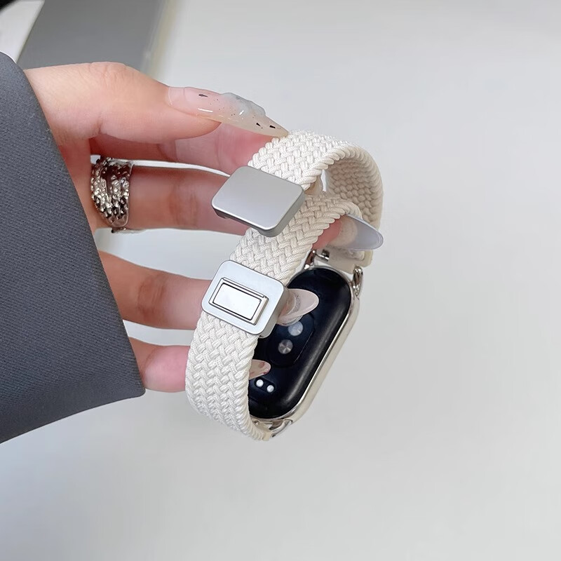Ремешок Iboann из плетеного нейлона с магнитной застежкой для Xiaomi Band 9/10, совместимый с Xiaomi Band 8, дышащий летний стиль, универсальный аксессуар для Xiaomi 9/8, цвет "Звездное небо"