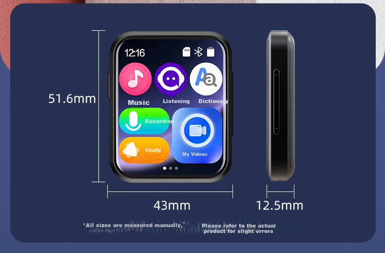 MP3/MP4 плеер Aigo 805e, 2-дюймовый сенсорный экран, Bluetooth 5.4, HIFI звук, 8 ГБ, черный