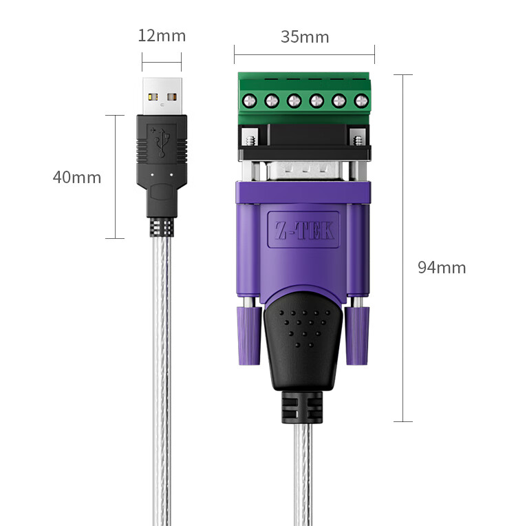 Z-TEK USB to RS485/RS422 Конвертер, адаптер COM-порта, промышленный класс, чип FT232, ZE628-005