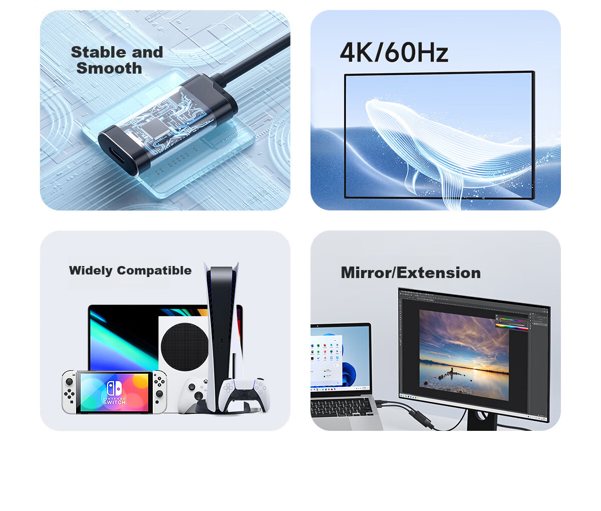 Переходник Hagibis HDMI на Type-C, адаптер для AR-очков, кабель для передачи изображения с Switch на 2 экрана, подключение PS5, портативный дисплей для автомобиля, подходит для XREAL One/Leiniao Air3