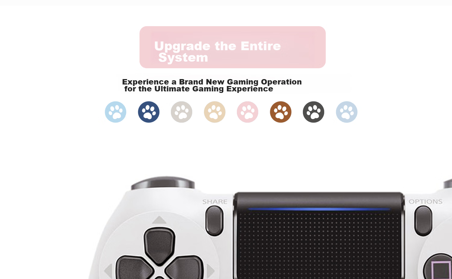 Чехол для джойстика Jixiang PS4/PS5/NS Pro, силиконовые накладки с дизайном "Кошачья лапка", розово-голубой