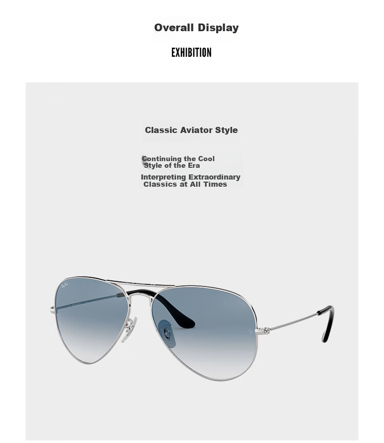 Солнцезащитные очки RayBan Авиатор, унисекс, серебристая оправа, затемненные линзы