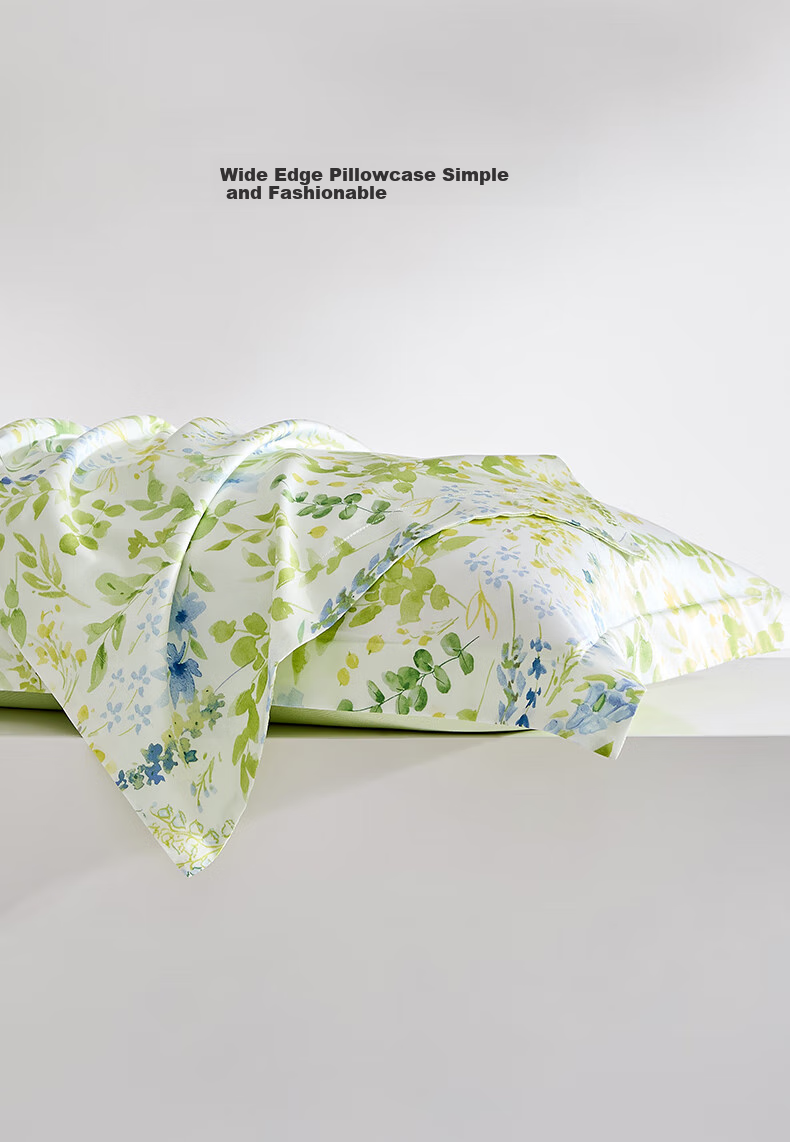 Наволочка LUOLAI Home Textile Tencel Pillowcase Single Piece, Зеленая 48*74 "Ландыш"