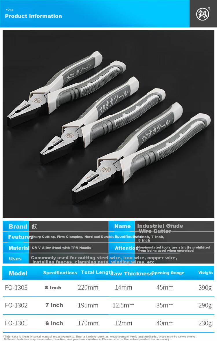 Пресс-клещи "Fukuoka Tools" FO-1302, 7 дюймов, ручные, для кабельных наконечников