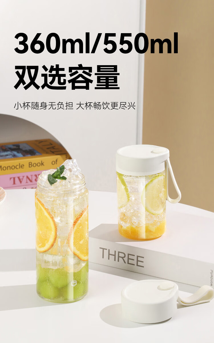 Бутылка для воды JD Original, спортивная, с трубочкой, для детей и студентов, из Tritan, 360 мл, белая
