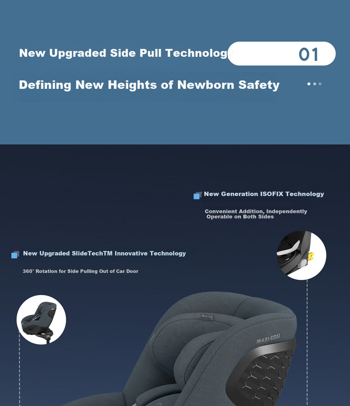 Автокресло Maxi-Cosi Mica360Pro для детей от 0 до 4 лет, сертифицированное i-Size, одобренное ADAC, с вращением на 360 градусов, цвет графитовый серый