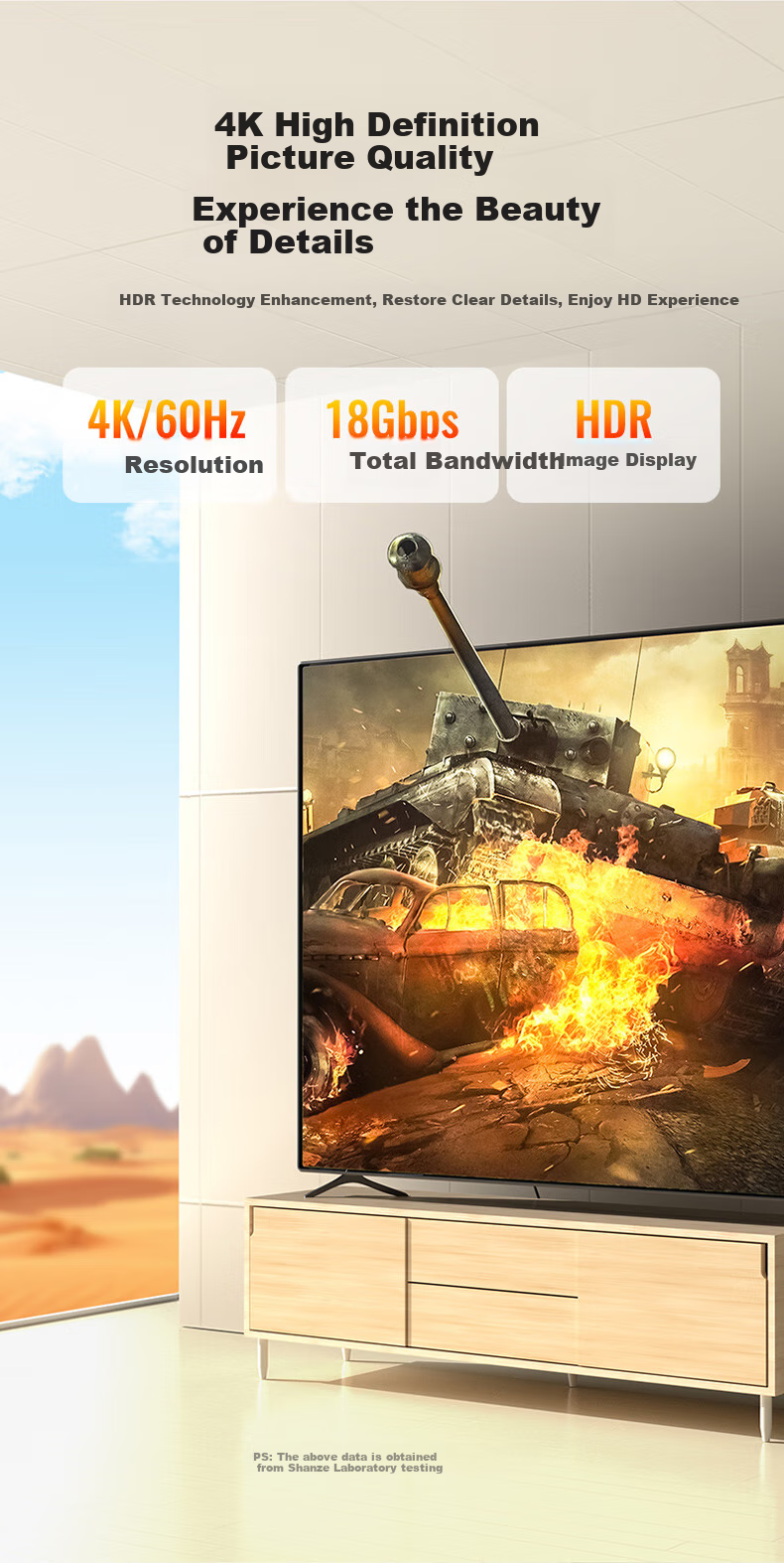 Кабель SAMZHE HDMI 2.0, 4K@60Hz, 5 метров, LH50