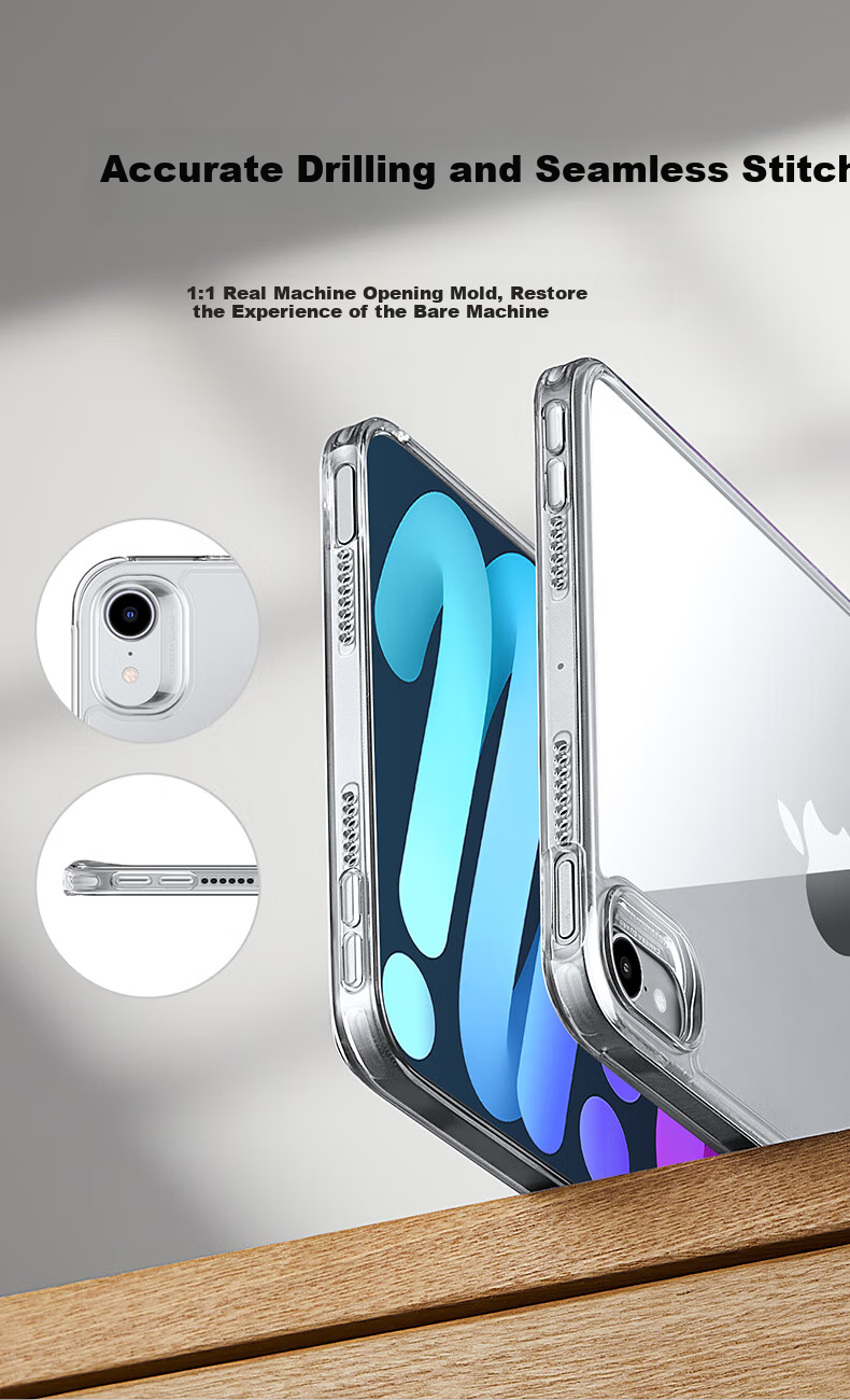 Защитный чехол ESR для iPad Mini 7/6, прозрачный, черный ободок, со скрытой подставкой