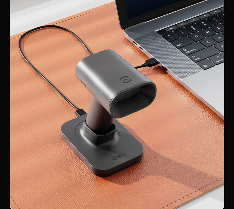 Сканер штрих-кодов Deli AA002WB, Bluetooth, беспроводной, серый