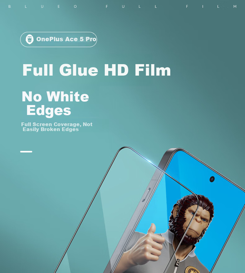 Защитное стекло BLUEO для OnePlus Ace 5/5 Pro, полное покрытие, высокая прозрачность, защита от отпечатков пальцев