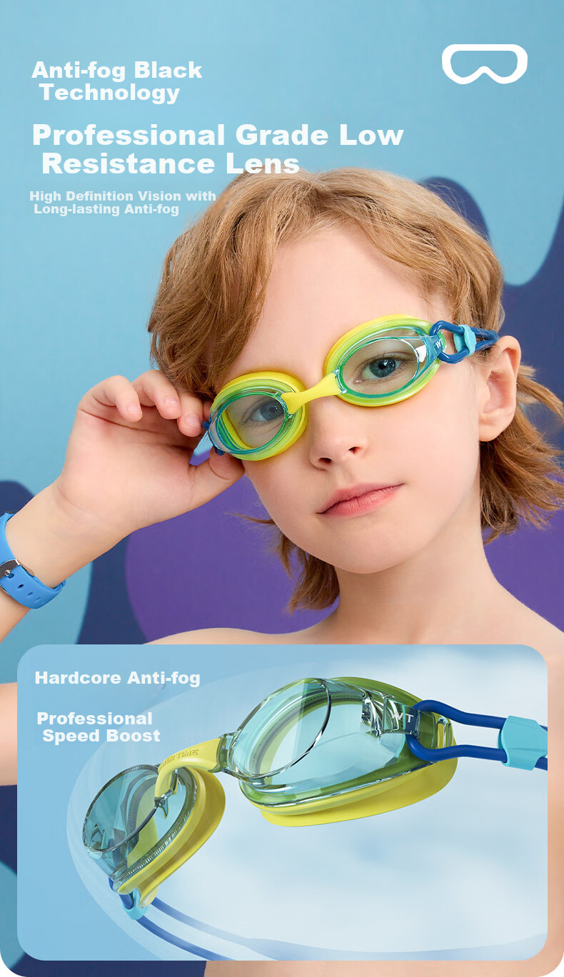 Детские очки для плавания WATERTIME, профессиональные, противотуманные, для возраста 6-12 лет, штормовой синий