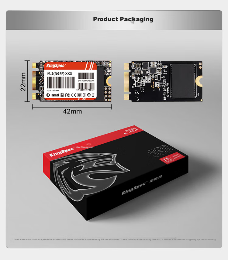 KingSpec 1TB SSD M.2 SATA NGFF 2242, скорость чтения 550 МБ/с, совместим с настольными ПК и ноутбуками