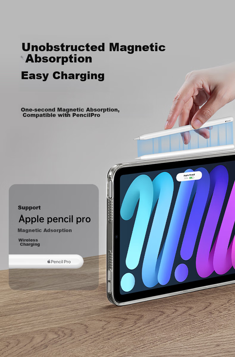 Защитный чехол ESR для iPad Mini 7/6, прозрачный, черный ободок, со скрытой подставкой